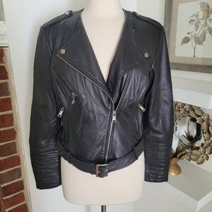 Bebe Leather Motorcycle Jacket Black Size Large Vintage